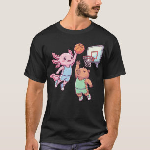 Cute Axolotl Playing Basketball With Capybara T-Shirt