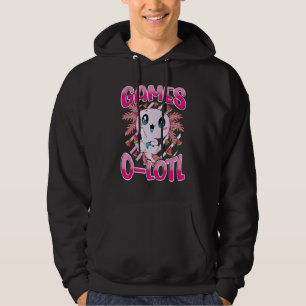 Cute Axolotl Playing Console Video Games Axolotl G Hoodie
