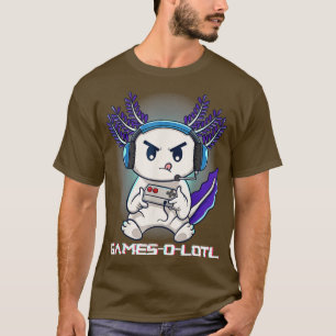 Cute Axolotl Playing Console Video Games Axolotl G T-Shirt