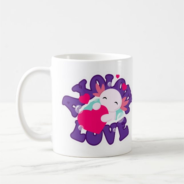 Cute Axolotl Salamander Coffee Mug (Left)