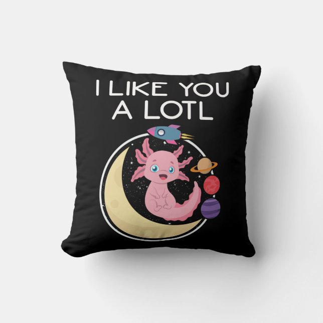 Cute Axolotl Salamander Like You A Lotl Astronaut Cushion (Front)