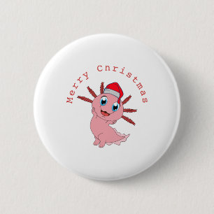 Cute Axolotl Santa Merry Christmas  6 Cm Round Badge