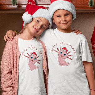 Cute Axolotl Santa Merry Christmas  T-Shirt