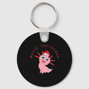 Cute Axolotl Santa Merry Christmas T Shirt Key Ring
