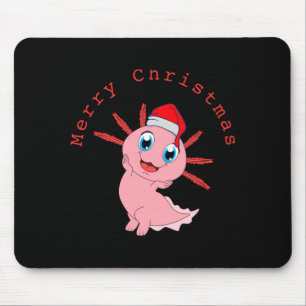 Cute Axolotl Santa Merry Christmas T Shirt Mouse Pad