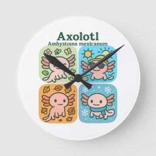 Cute Axolotl Seasons Collection – Seasons Round Clock