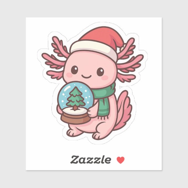 Cute Axolotl Snow Globe Sticker (Sheet)