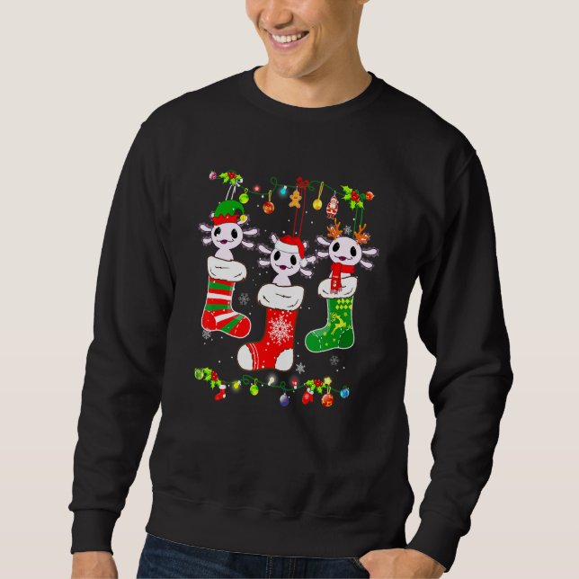 Cute Axolotl Socks Christmas Light  Family Pyjamas Sweatshirt (Front)