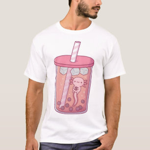 Cute Axolotl Swimming In Bubble Tea T-Shirt