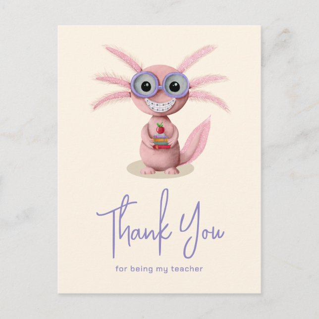 Cute Axolotl Teacher Appreciation Postcard (Front)