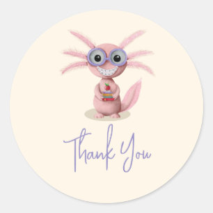Cute Axolotl Thank You Classic Round Sticker