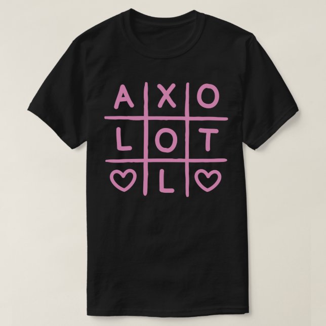 Cute Axolotl Tic Tac Toe Pink T-Shirt (Design Front)