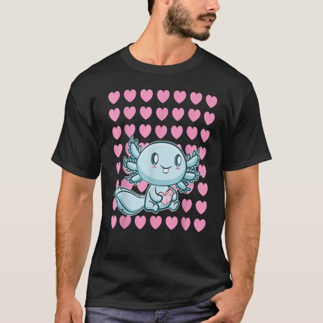Cute Axolotl Valentine's Day I Love You Alotl Walk T-Shirt (Front)