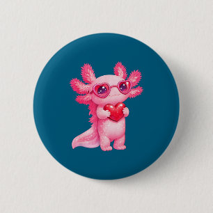 Cute axolotl valentines day love funny kids gift 6 cm round badge