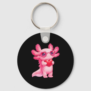 Cute axolotl valentines day love funny kids gift key ring