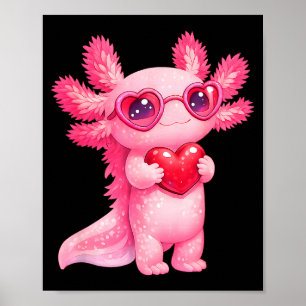 Cute axolotl valentines day love funny kids gift poster