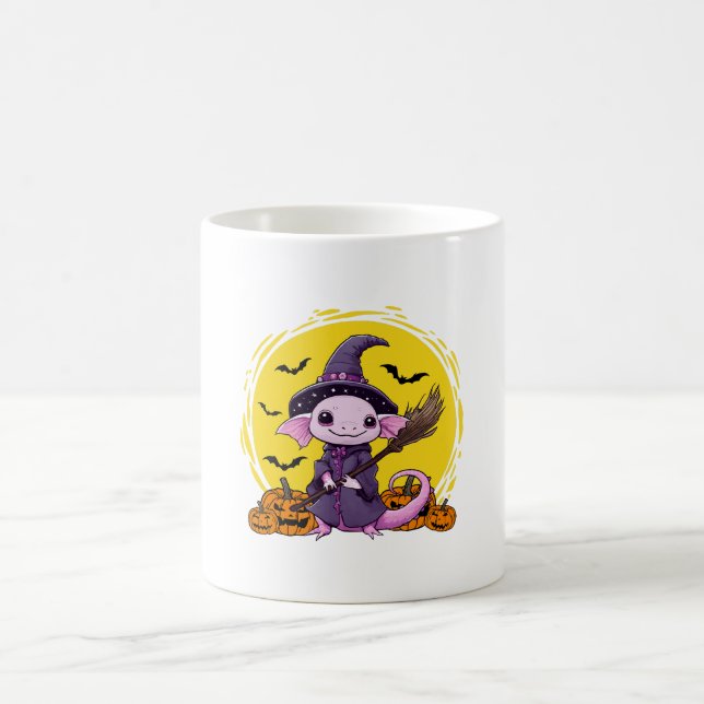 Cute Axolotl Witch Halloween Coffee Mug (Center)