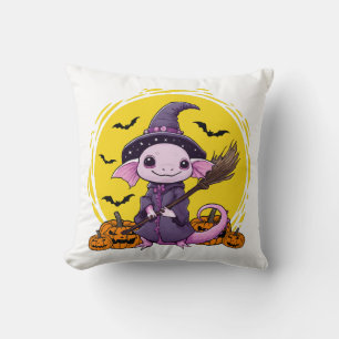 Cute Axolotl Witch Halloween Cushion