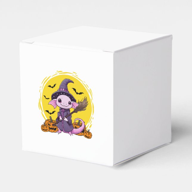 Cute Axolotl Witch Halloween Favour Box (Front Side)