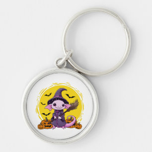Cute Axolotl Witch Halloween Key Ring