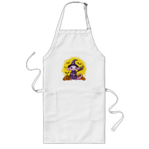 Cute Axolotl Witch Halloween Long Apron