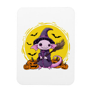 Cute Axolotl Witch Halloween Magnet