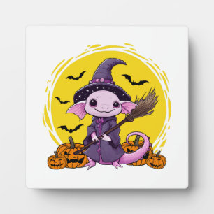 Cute Axolotl Witch Halloween Plaque