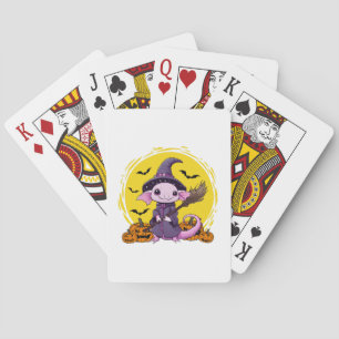 Cute Axolotl Witch Halloween Playing Cards