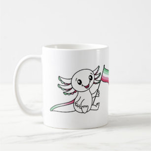 Cute Axolotl with Abrosexual Pride Flag LGBTQ+ Coffee Mug