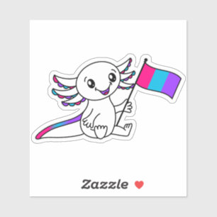 Cute Axolotl with Androgyne Pride Flag LGBTQ+