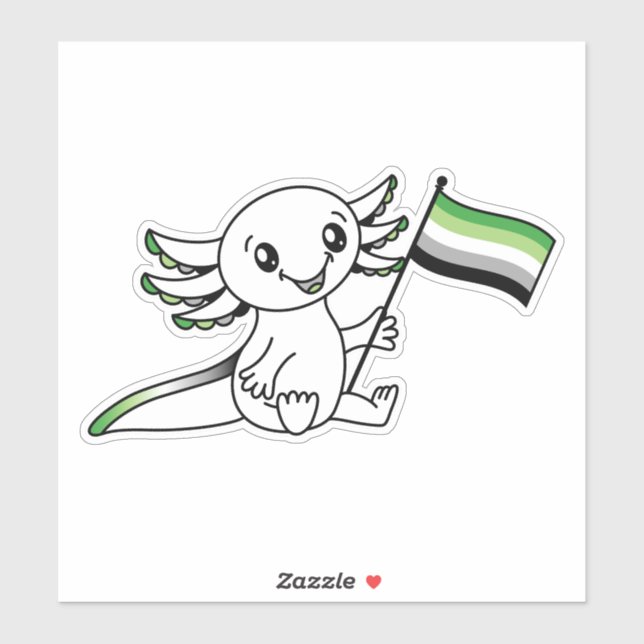 Cute Axolotl with Aromantic Aro Pride Flag LGBTQ+ (Sheet)