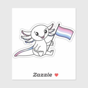 Cute Axolotl with Bigender Pride Flag LGBTQ+