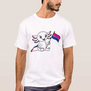 Cute Axolotl with Bisexual Pride Flag LGBTQ+ T-Shirt