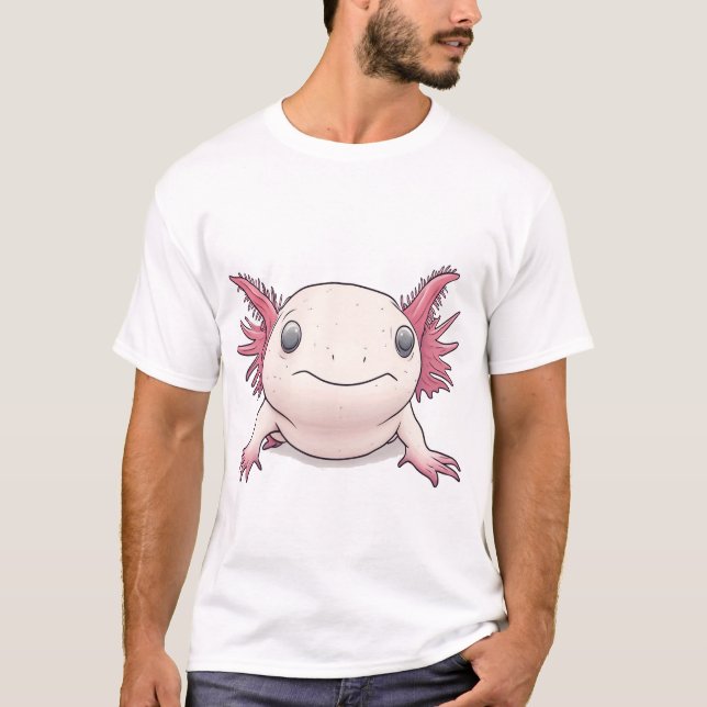 Cute Axolotl with Dramatic Side-Eye Expression T-Shirt (Front)