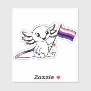 Cute Axolotl with Genderfluid Pride Flag LGBTQ+