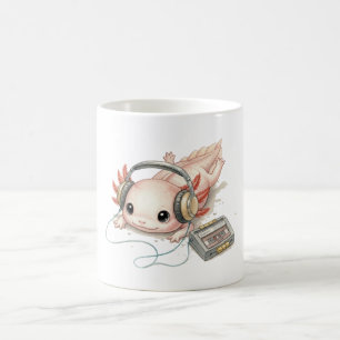 Cute Axolotl with Headphones Coffee Mug