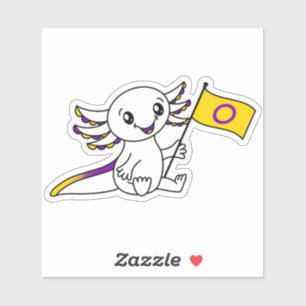 Cute Axolotl with Intersex Pride Flag LGBTQ+
