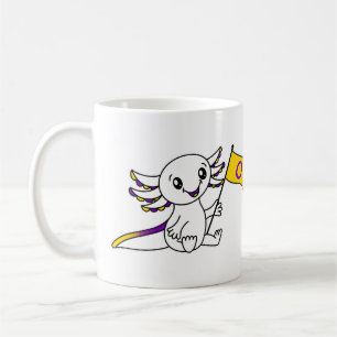 Cute Axolotl with Intersex Pride Flag LGBTQ+ Coffee Mug