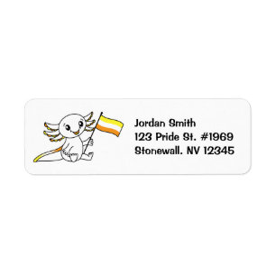 Cute Axolotl with Maverique Pride Flag LGBTQ+ Return Address Label