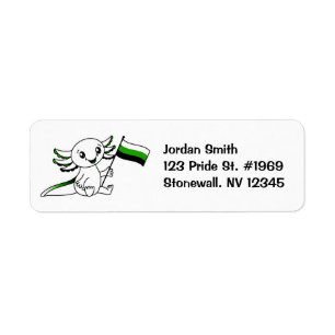 Cute Axolotl with Neutrois Pride Flag LGBTQ+ Return Address Label