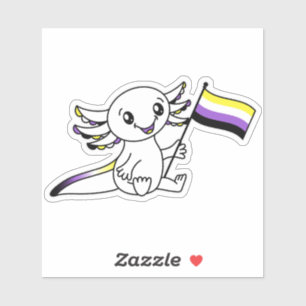Cute Axolotl with Nonbinary Pride Flag LGBTQ+