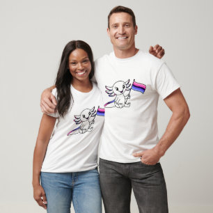 Cute Axolotl with Omnisexual Pride Flag LGBTQ+ T-Shirt