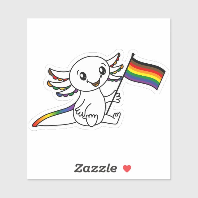 Cute Axolotl with POC Rainbow Pride Flag LGBTQ+ (Sheet)