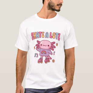 Cute Axolotl With Roller Skates Skate A Lotl Pun T-Shirt