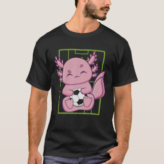 Cute Axolotl With Soccer Plays Football Team Sport T-Shirt
