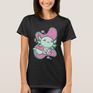 Cute Axolotl With Strawberry Milk And Bubble Tea B T-Shirt