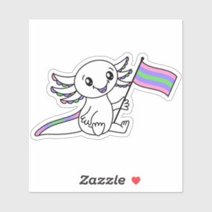 Cute Axolotl with Trigender Pride Flag LGBTQ+