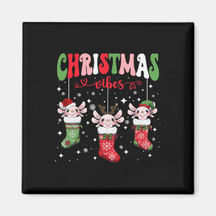 Cute Axolotls In Socks Xmas Lights Japanese Christ Magnet