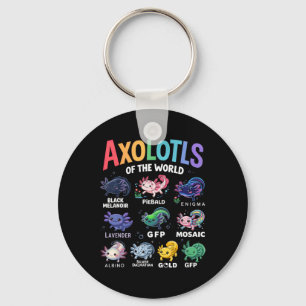 Cute Axolotls Of The World Kawaii Axolotl Cute Art Key Ring