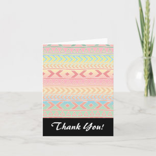 Cute Aztec Influenced Pattern in Pastel Colours Thank You Card